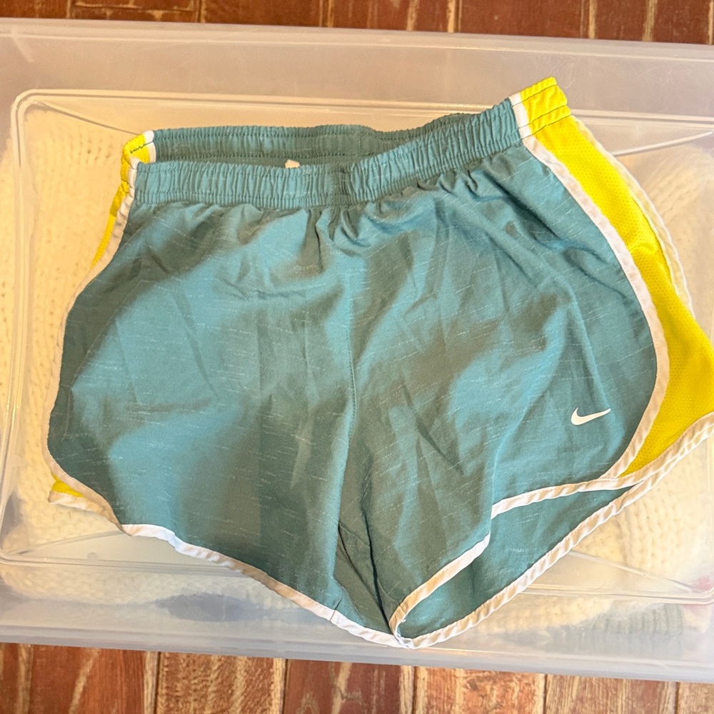 Girls Nike Teal and Yellow Running Shorts